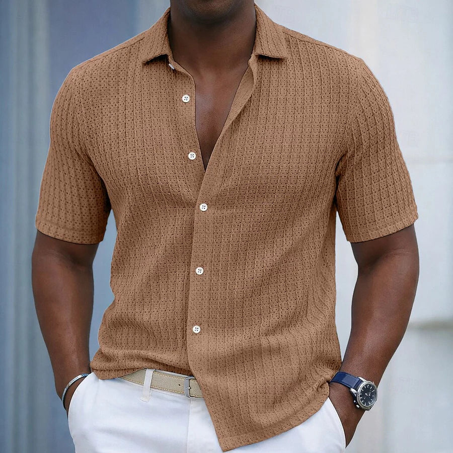 Camicia Uomo Jacquard Texture Rigata
