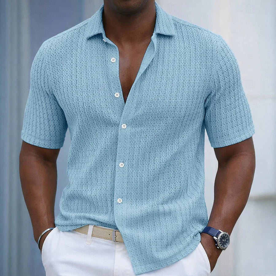 Camicia Uomo Jacquard Texture Rigata