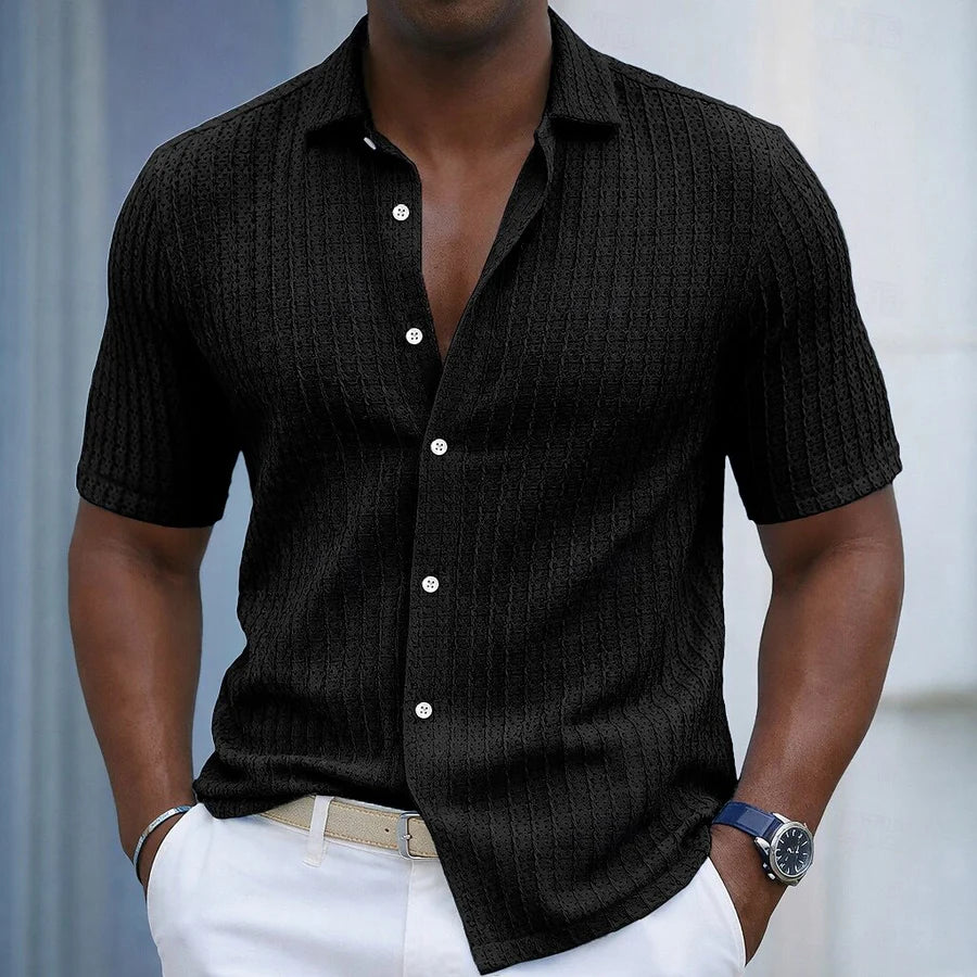 Camicia Uomo Jacquard Texture Rigata