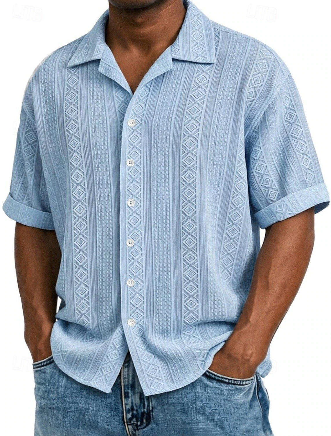 Camicia Jacquard Geometrica da Uomo